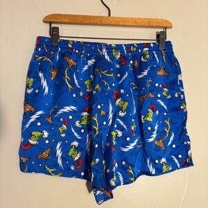 Dr Seuss Brand Grinch Reindeer Christmas Pajama Sleep Shorts Boxers Mens L‎ Silk